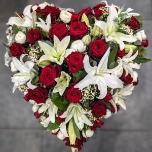 Cœur de fleurs Rouge et Blanc