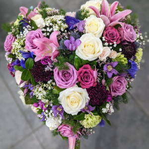 Cœur de fleurs Violet Blanc