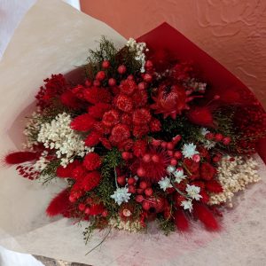 Bouquet de fleurs séchées Rouge & Blanc